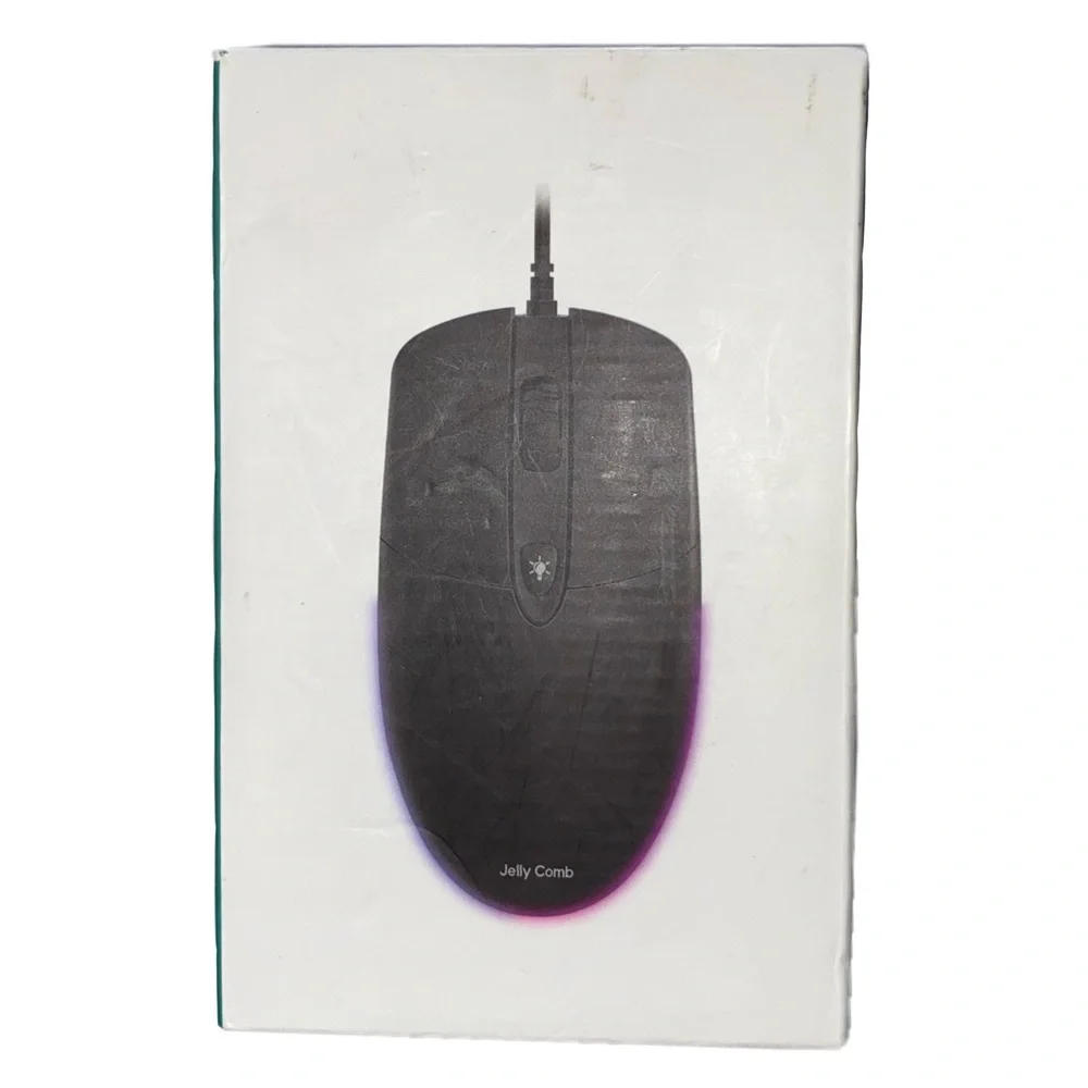 Jelly Comb MS059 Wired Mouse with USB Cable, Right-Handed Black